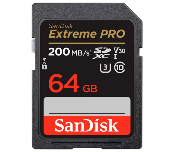 Карта памяти SDXC 64GB Sandisk Extreme Pro UHS-I V30 U3 200 Mb/s