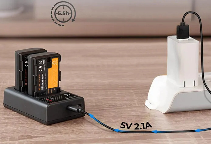 2 аккумулятора LP-E6NH + зарядное устройство K&F