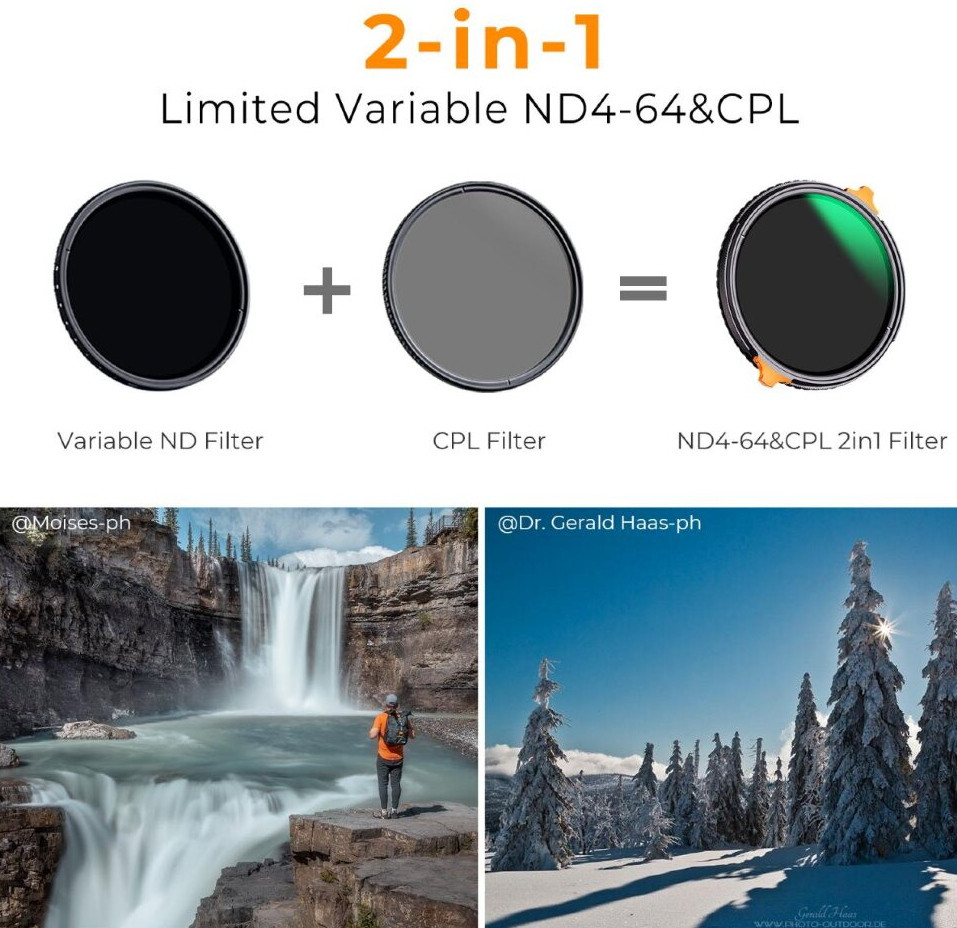 Светофильтр K&F Concept Nano-X CPL/ND4-64 82мм