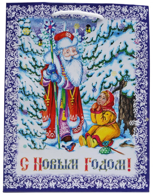 Пакет бумажный новогодний морозко, размер М