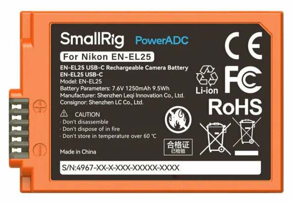 Аккумулятор SmallRig 4967 EN-EL25 Type-C Оранжевый