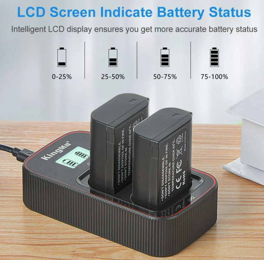 2 аккумулятора DMW-BLK22 + зарядное устройство Kingma