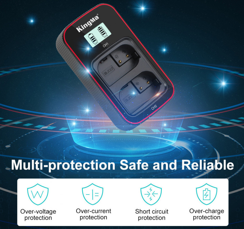 2 аккумулятора DMW-BLK22 + зарядное устройство Kingma