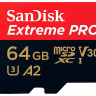 Карта памяти Sandisk MicroSDXC 64GB Sandisk Extreme PRO A2 C10 V30 UHS-I U3 170MB/s с адапт.(SDSQXCY-064G-GN