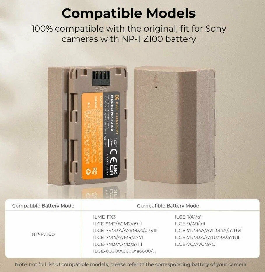 Аккумулятор K&F Concept NP-FZ100 2280mAh