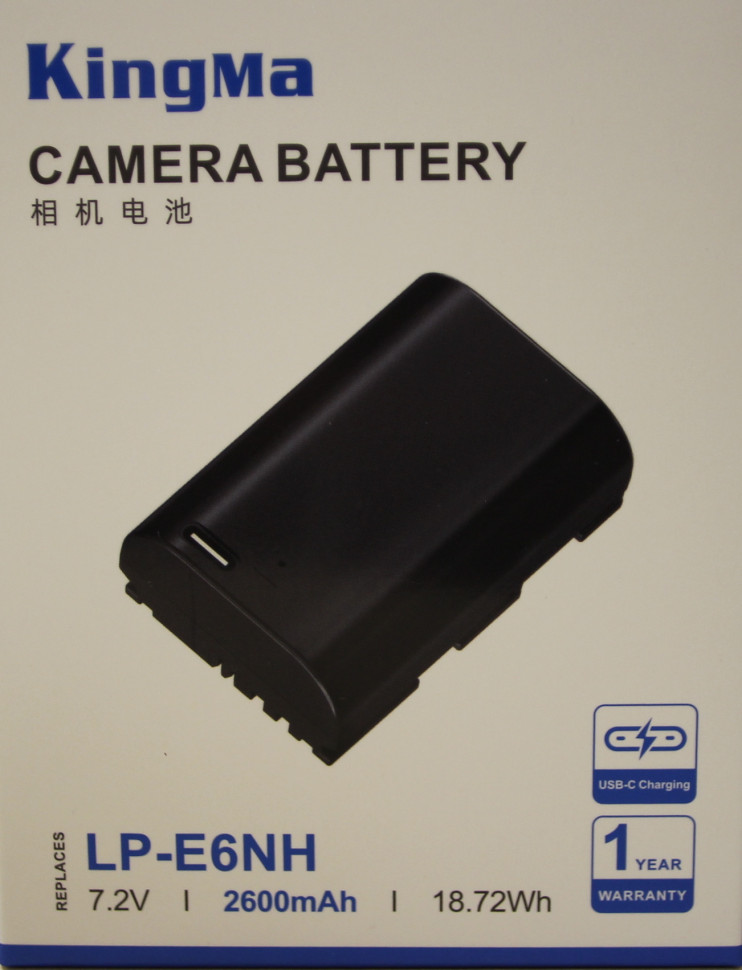 Аккумулятор Kingma LP-E6NH, с портом зарядки Type-C, 2400 мАч