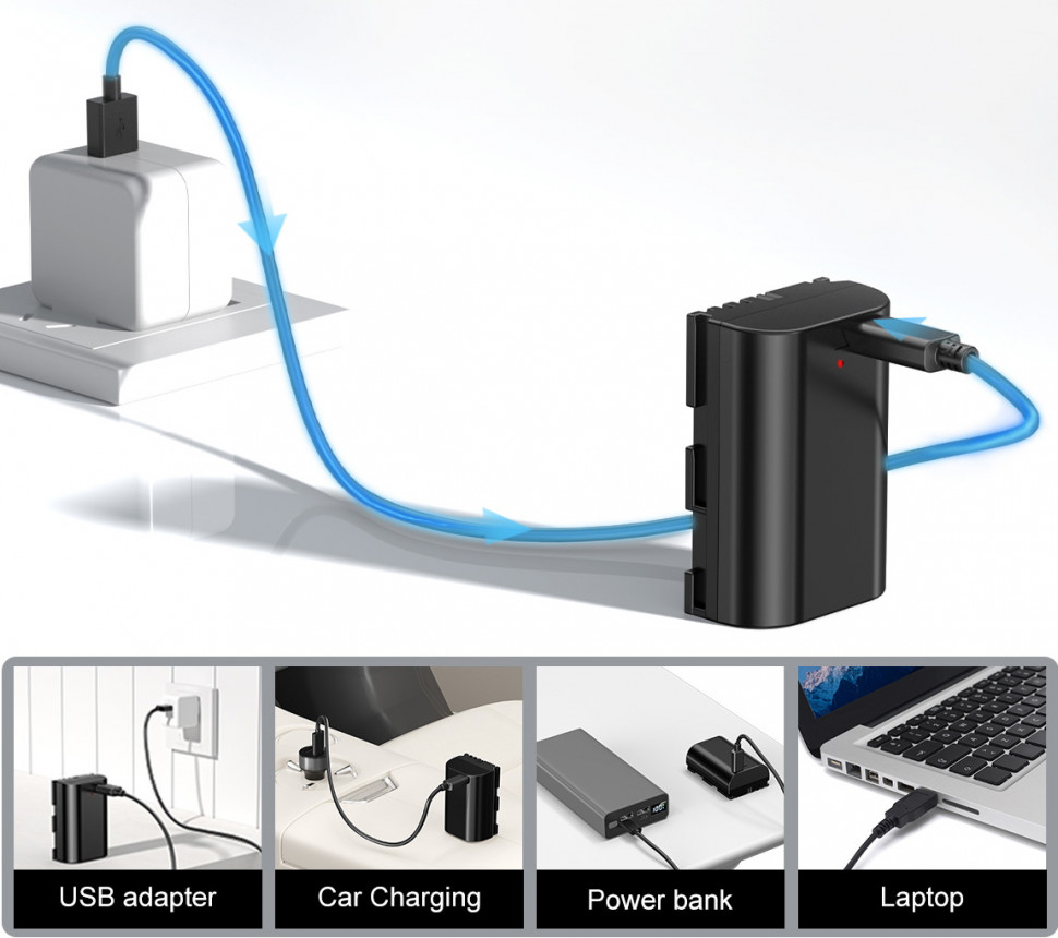 Аккумулятор Kingma LP-E6NH, с портом зарядки Type-C, 2400 мАч