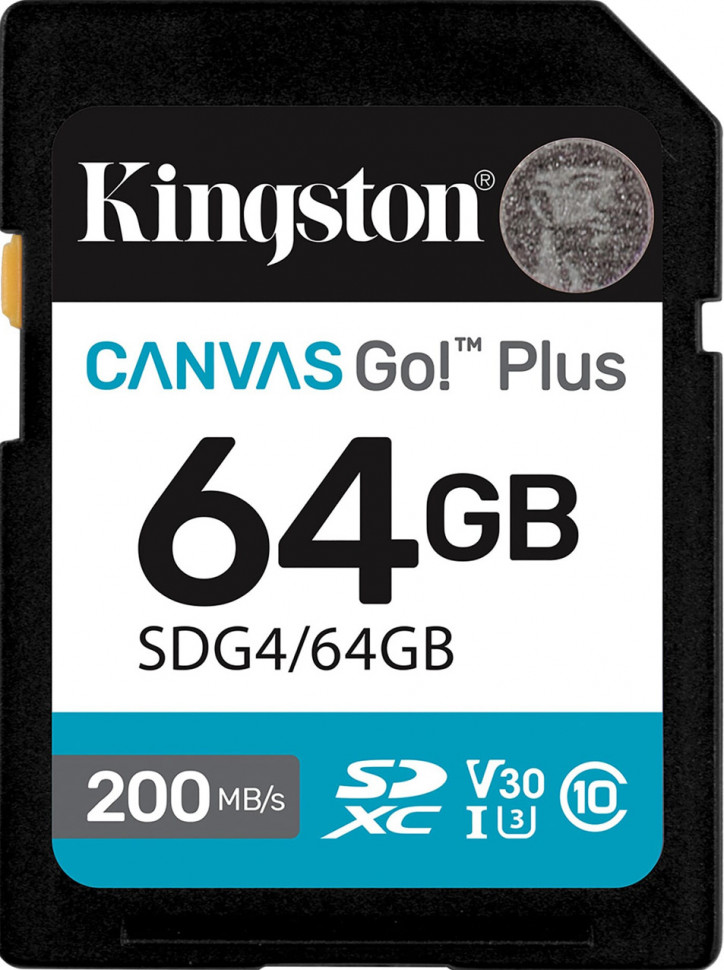 Карта памяти SDXC 64GB Kingston Canvas Go Plus G4 UHS-I Class U3 V30 200Mb/s