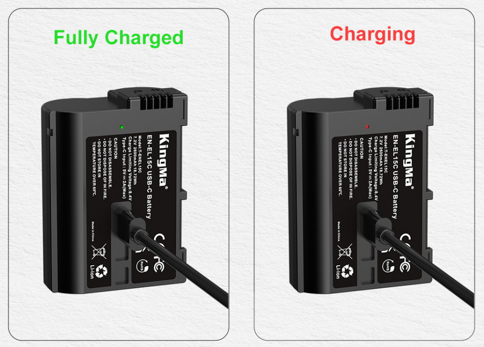 Аккумулятор Kingma EN-EL15C  2600mAh с портом зарядки Type-C