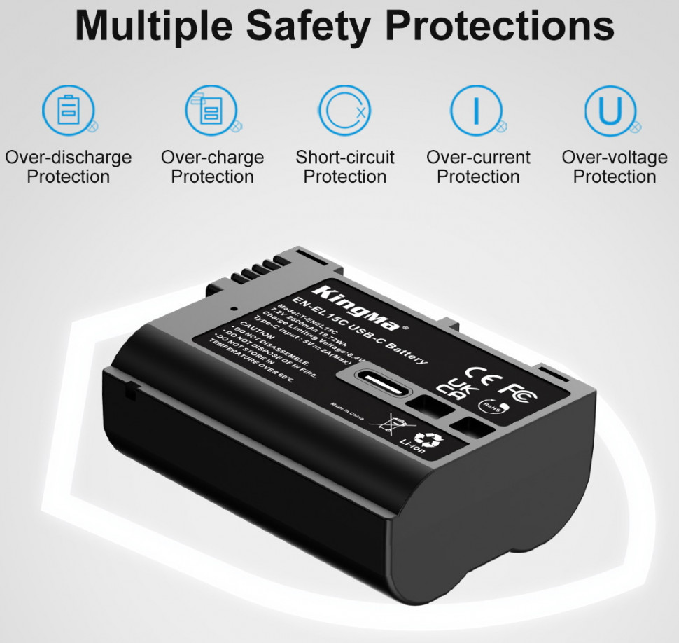 Аккумулятор Kingma EN-EL15C  2600mAh с портом зарядки Type-C