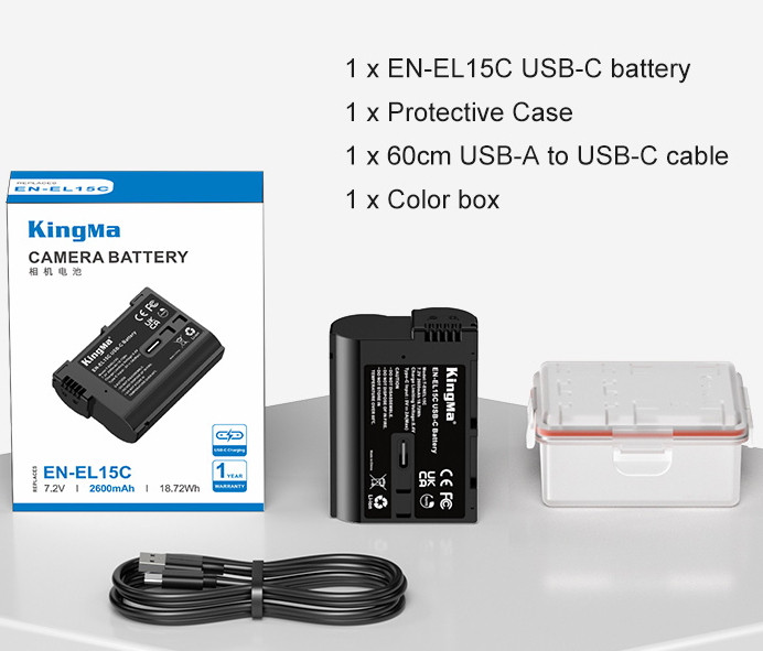 Аккумулятор Kingma EN-EL15C  2600mAh с портом зарядки Type-C
