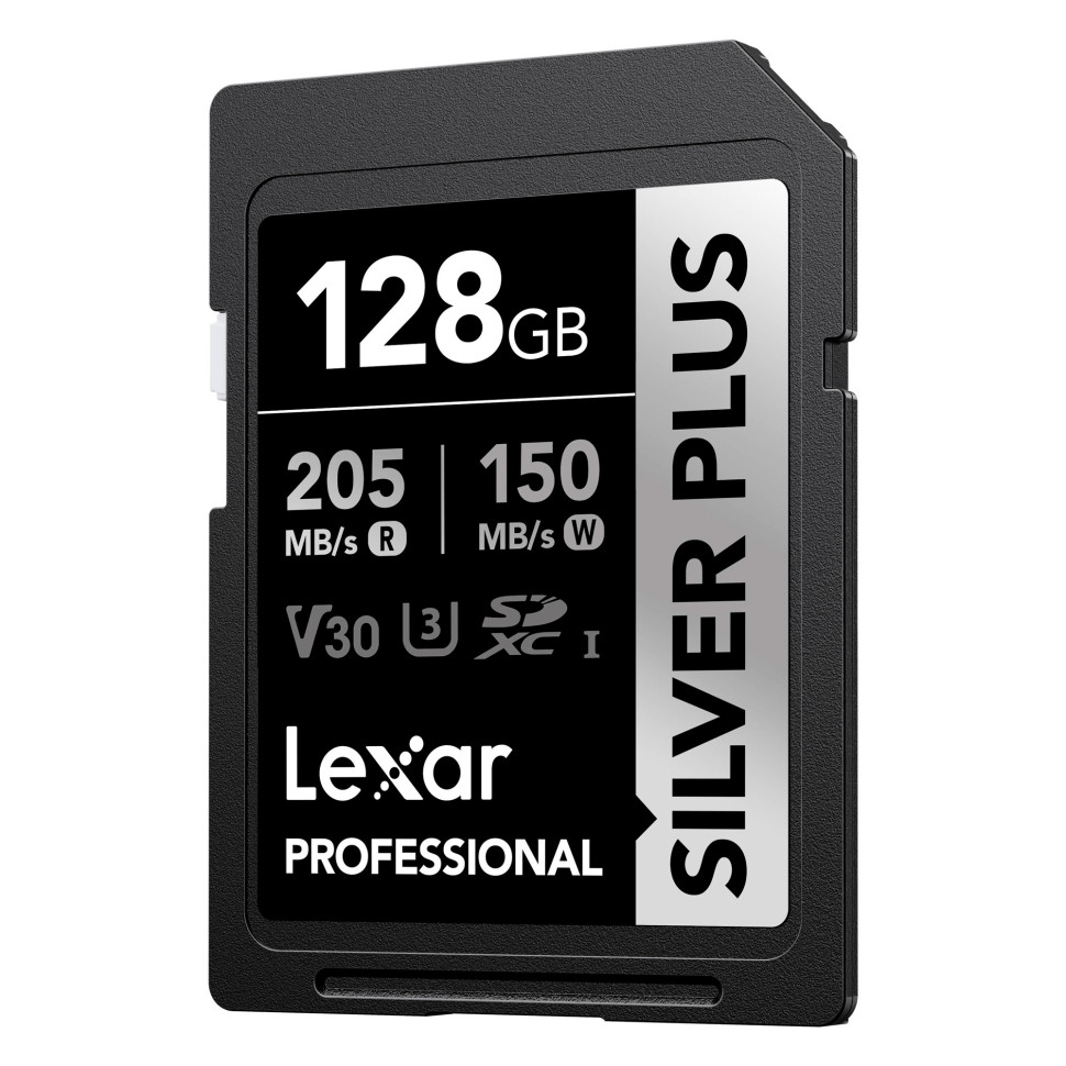 Карта памяти Lexar SDXC 128GB Professional Silver Plus UHS-I U3 V30 (205/150 MB/s)