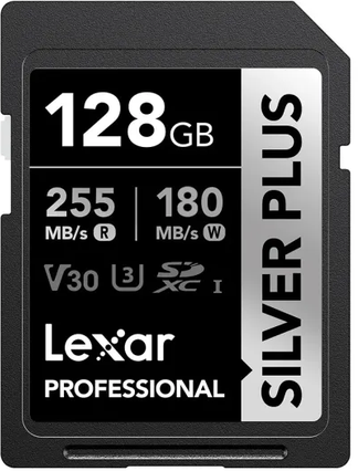 Карта памяти SDXC 128GB Lexar Professional Silver Plus UHS-I U3 V30 (255/180 ...