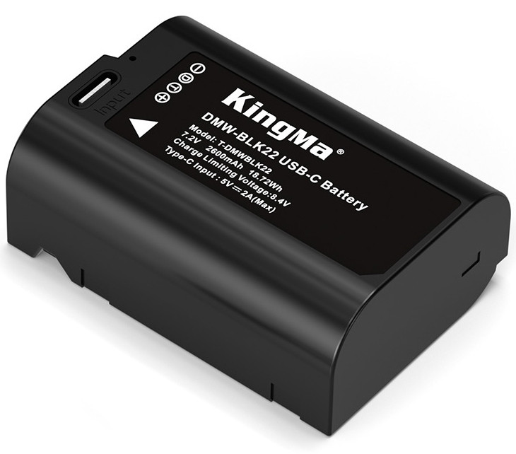 Аккумулятор Kingma DMW-BLK22 с портом зарядки Type-C 2400mAh