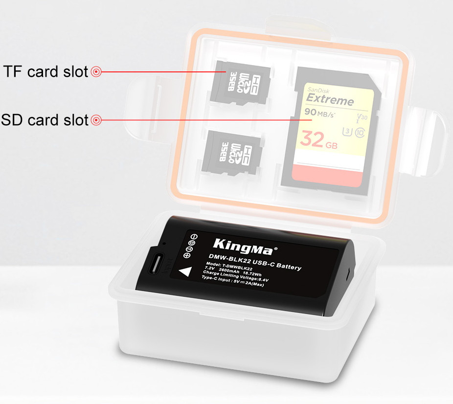 Аккумулятор Kingma DMW-BLK22 с портом зарядки Type-C 2400mAh