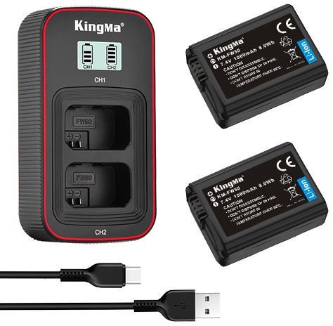 Kingma, комплект из зарядного устройства BM058 и 2 аккумуляторов NP-FW50 (1080mAh)