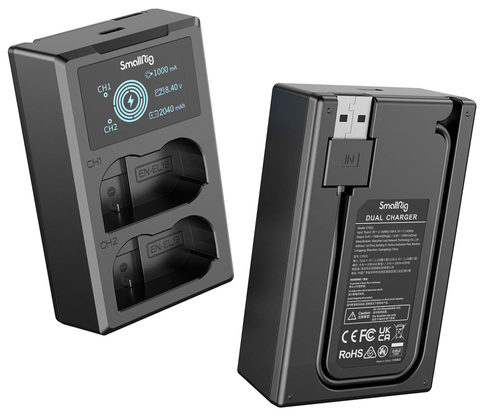 Два аккумулятора EN-EL15 + зарядное устройство SmallRig 3820B Два аккумулятора EN-EL15 + зарядное устройство SmallRig 3820B