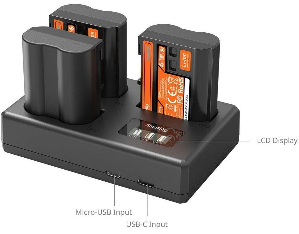 3 аккумулятора EN-EL15c + зарядное устройство SmallRig 6018 Triple Charger Kit