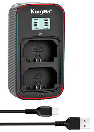 Зарядное устройство USB с дисплеем Kingma BM058-FZ100 для двух Sony NP-FZ100