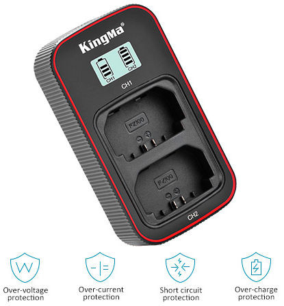 Зарядное устройство USB с дисплеем Kingma BM058-FZ100 для двух Sony NP-FZ100