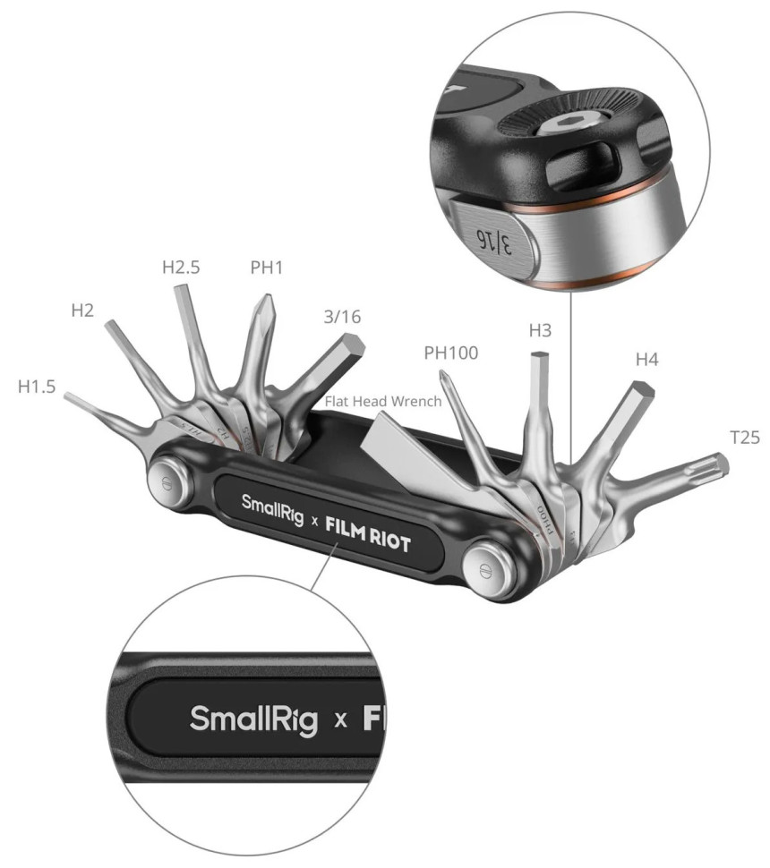 Мультитул SmallRig x Film Riot 4375 10-in-1 Folding Wrench Set, черный