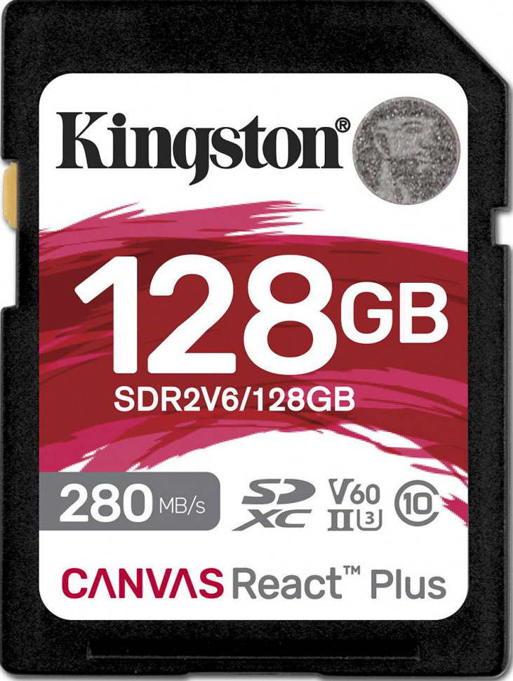 Карта памяти SDXC 128GB Kingston Canvas React Plus V60 UHS-II Class U3 100/280Mb/s