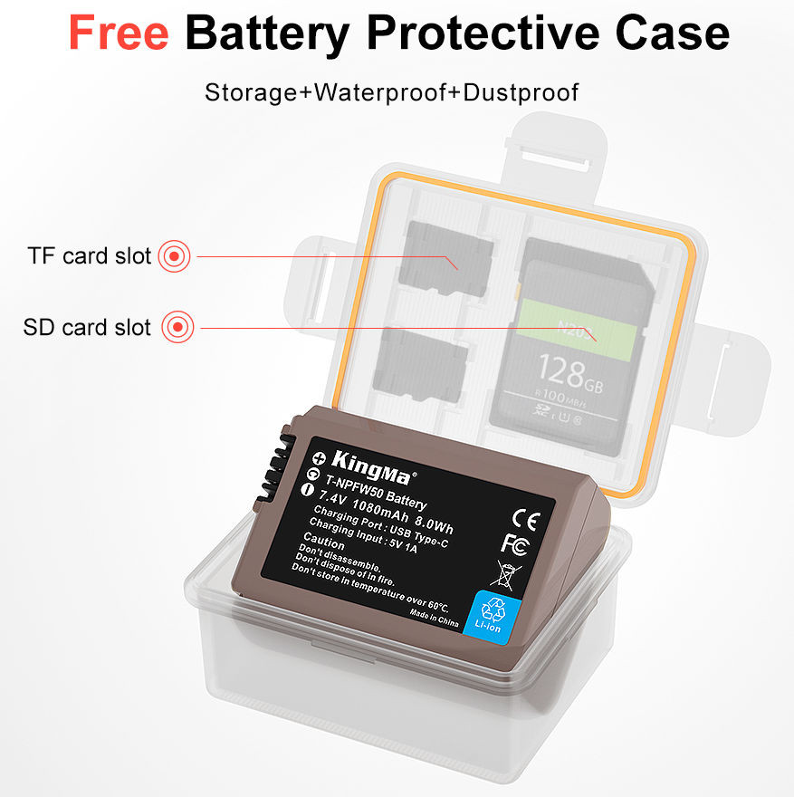 Аккумулятор KingMa NP-FW50 с портом зарядки Type-C 1080mAh