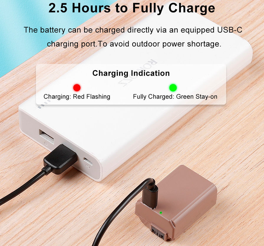 Аккумулятор KingMa NP-FW50 с портом зарядки Type-C 1080mAh