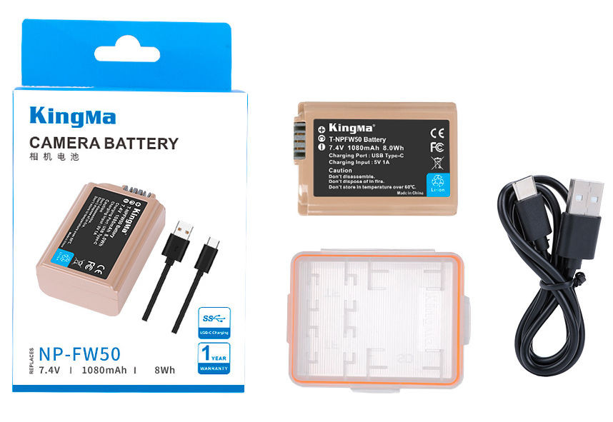Аккумулятор KingMa NP-FW50 с портом зарядки Type-C 1080mAh