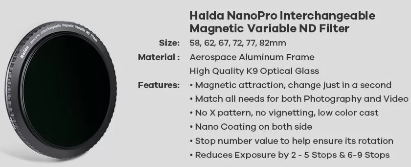 Комплект светофильтров Haida NanoPro Interchangeable Magnetic VND 67мм