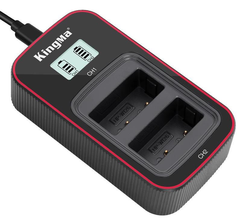 Зарядное устройство Kingma BM058-W126, для 2х NP-W126, USB, с дисплеем