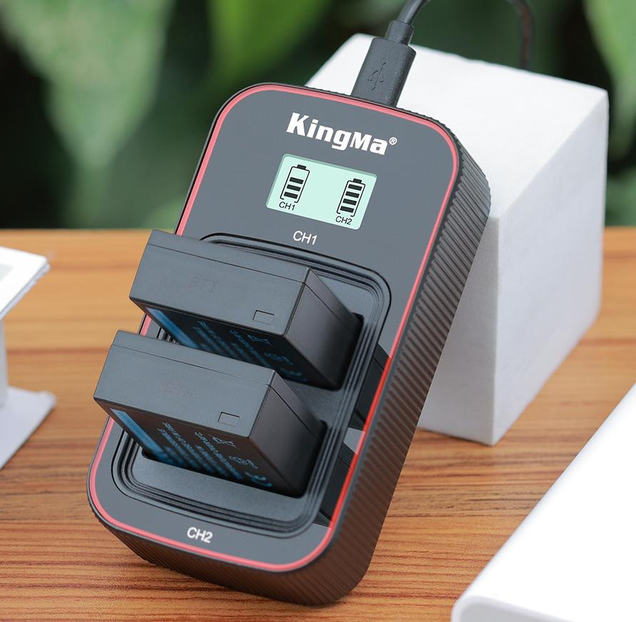 Зарядное устройство Kingma BM058-W126, для 2х NP-W126, USB, с дисплеем