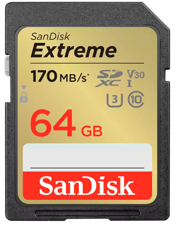 Карта памяти SDXC 64GB Sandisk Extreme UHS-I V30 U3  R170/W80MB/s
