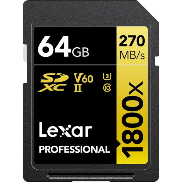 Карта памяти SDXC Lexar 64Gb 1800x UHS-II V60 U3