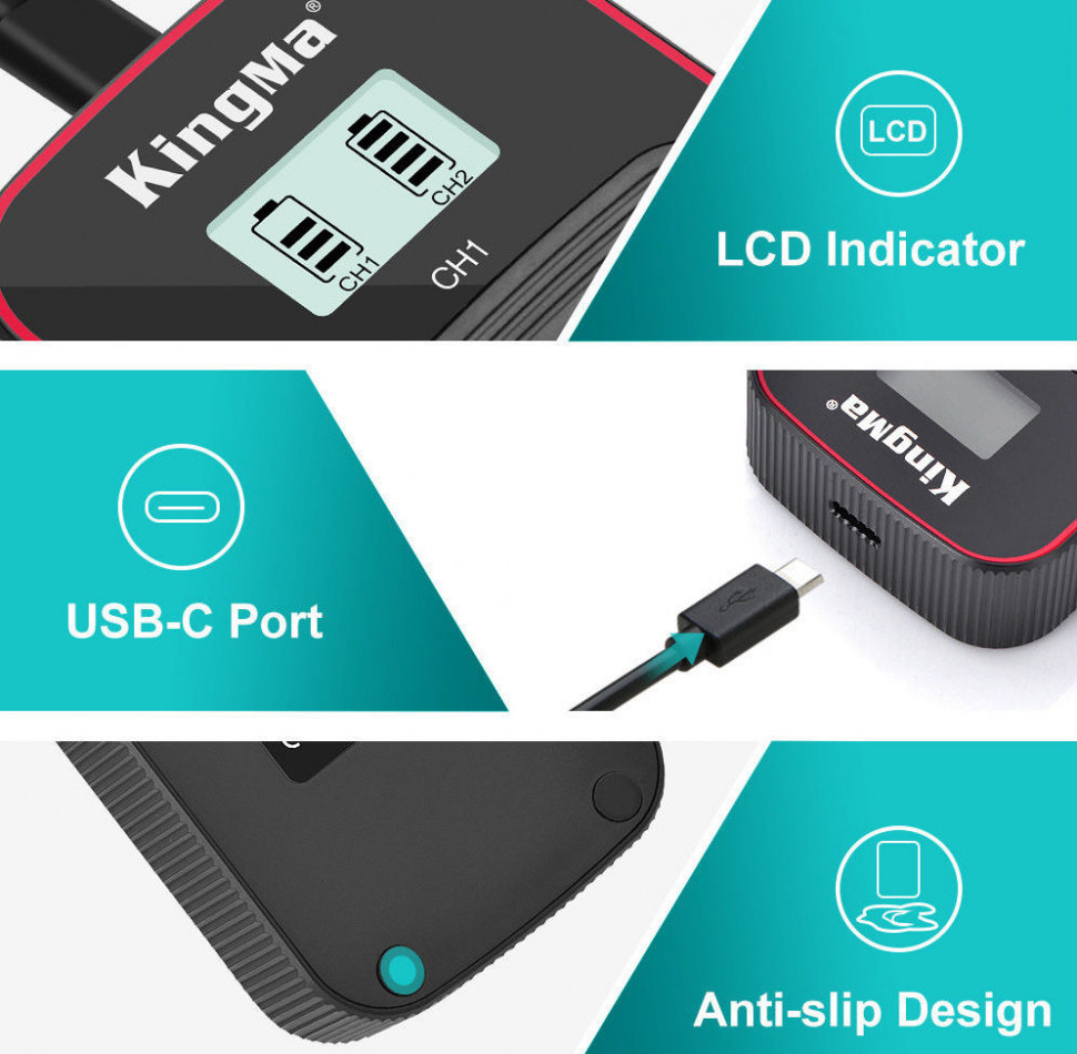 Зарядное устройство Kingma BM058-LPE17, для 2х Canon LP-E17, дисплей