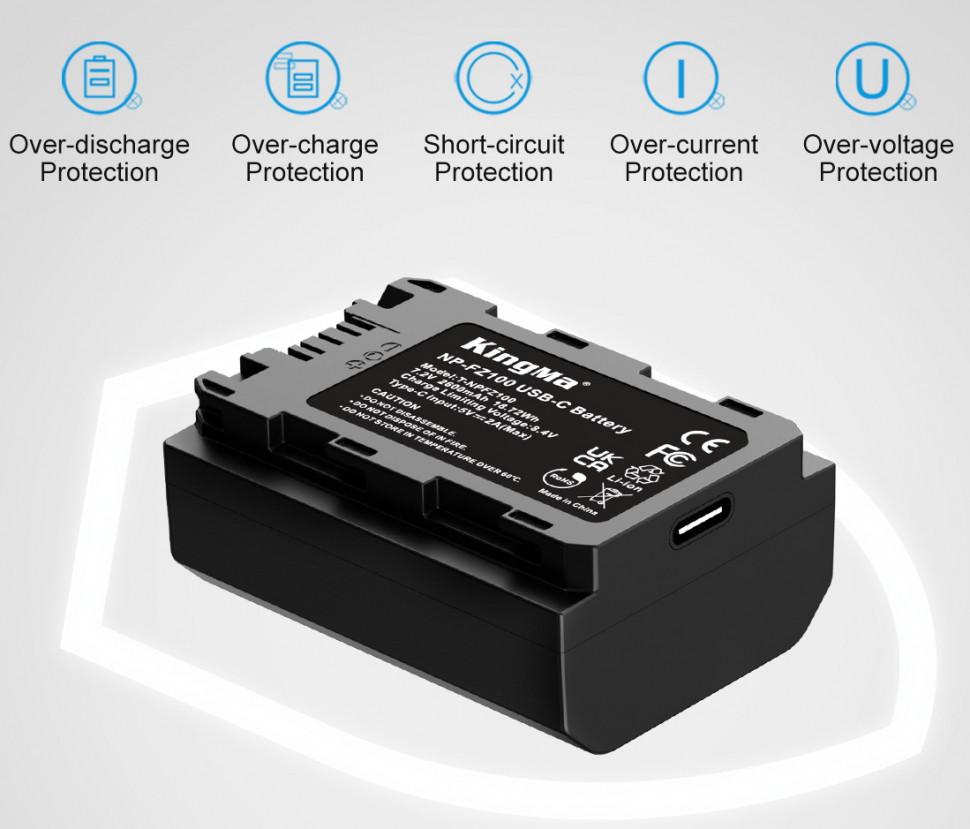Аккумулятор KingMa NP-FZ100 с портом зарядки Type-C  2600mAh