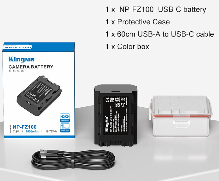 Аккумулятор KingMa NP-FZ100 с портом зарядки Type-C  2600mAh