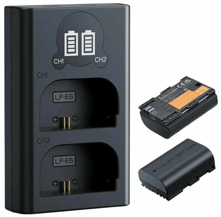 2 аккумулятора LP-E6NH + зарядное устройство K&F Concept Battery Charger Set