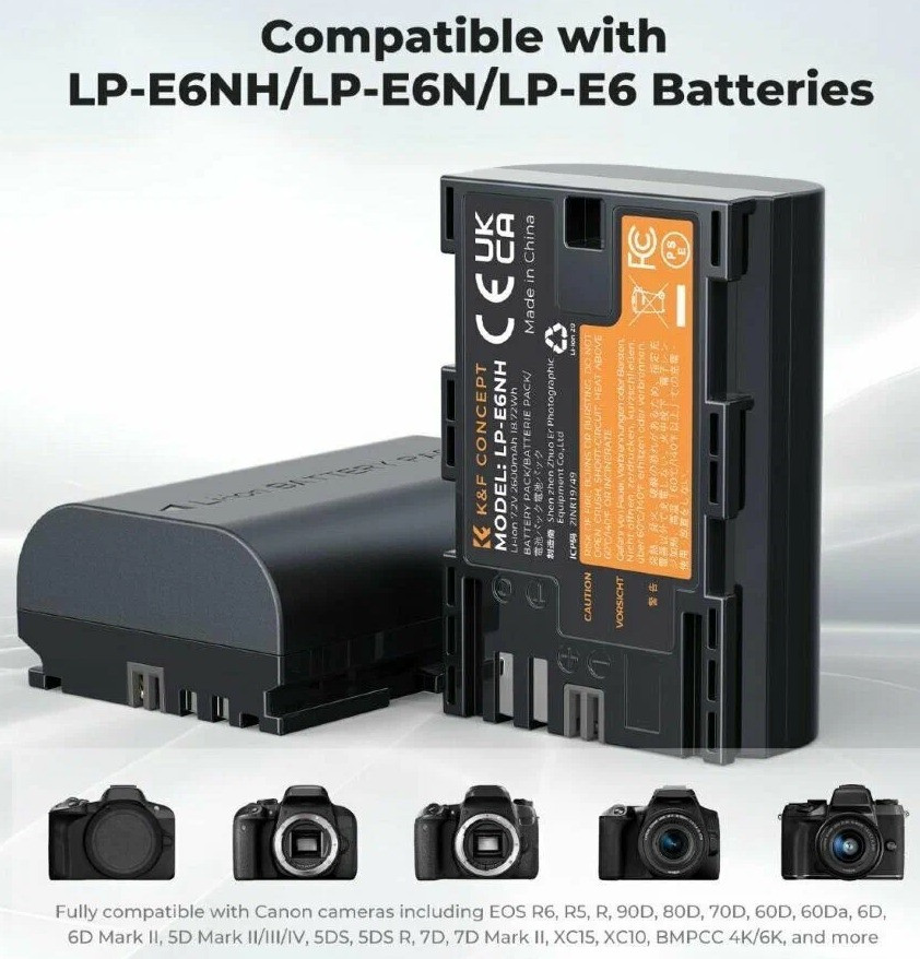 2 аккумулятора LP-E6NH + зарядное устройство K&F Concept Battery Charger Set