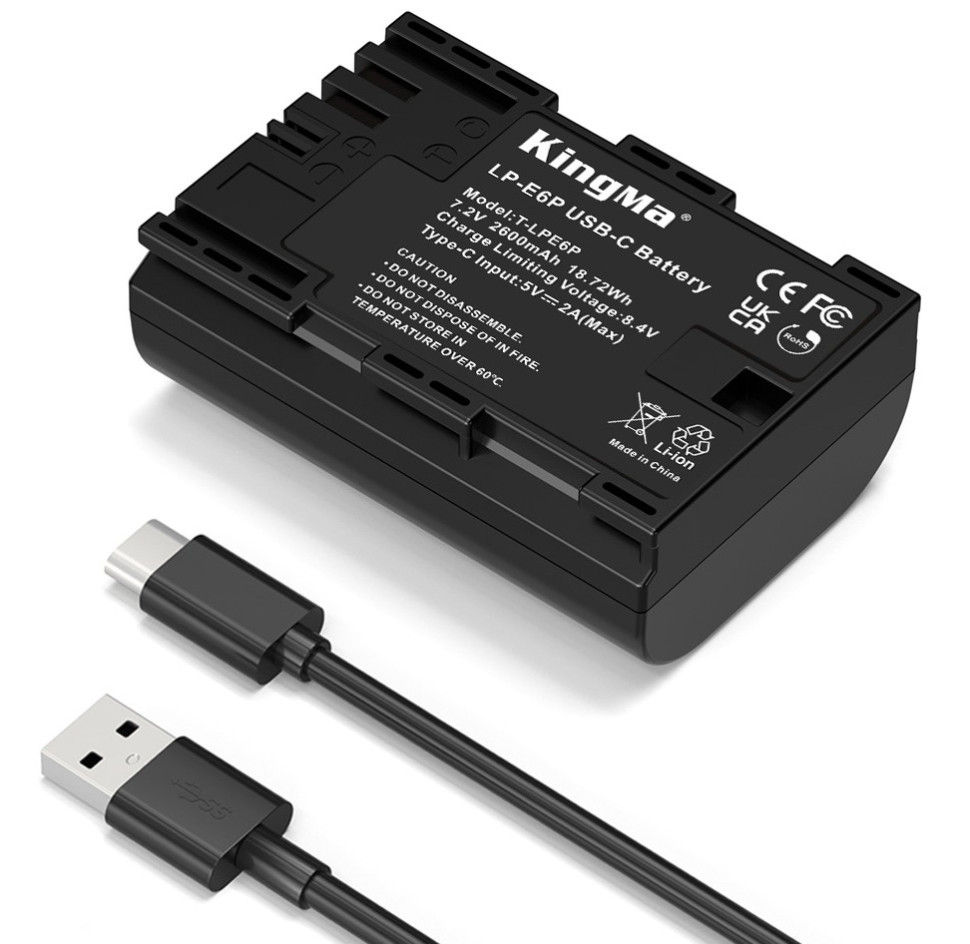 Аккумулятор KingMa LP-E6P Type-C 2600mAh