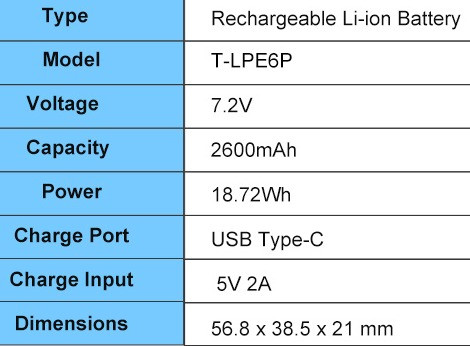 Аккумулятор KingMa LP-E6P Type-C 2600mAh