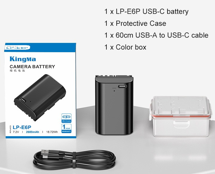 Аккумулятор KingMa LP-E6P Type-C 2600mAh