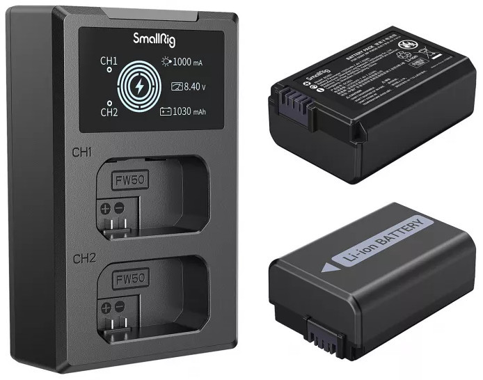 2 аккумулятора NP-FW50 + зарядное устройство SmallRig 3818