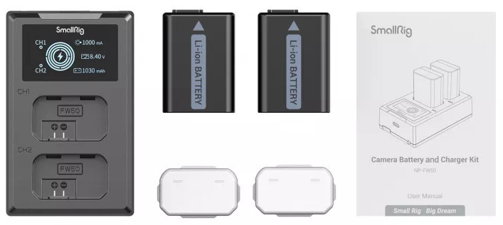 2 аккумулятора NP-FW50 + зарядное устройство SmallRig 3818