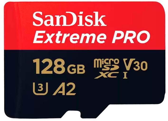 Карта памяти MicroSDXC 128GB Sandisk Extreme PRO V30 U3 A2 R200/W90MB/s