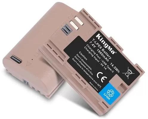 Аккумулятор Kingma LP-E6  1960mAh с портом зарядки Type-C (аналог Canon LP-E6)