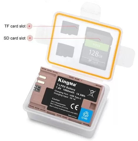 Аккумулятор Kingma LP-E6  1960mAh с портом зарядки Type-C (аналог Canon LP-E6)