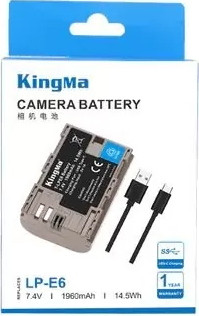 Аккумулятор Kingma LP-E6  1960mAh с портом зарядки Type-C (аналог Canon LP-E6)