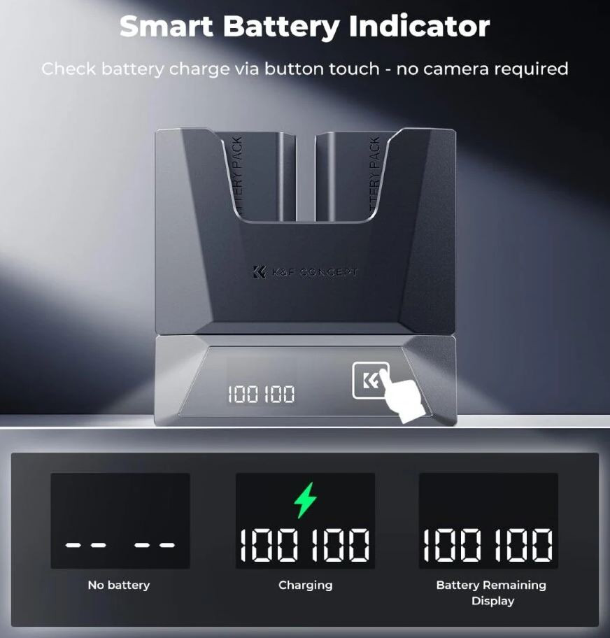 2 аккумулятора LP-E6NH + зарядное устройство K&F Concept Modular Fast Charger Kit