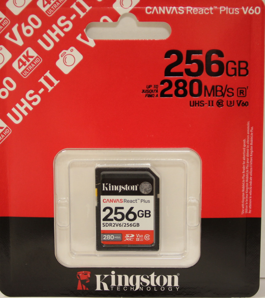 Карта памяти SDXC 256Gb Kingston  Canvas React Plus UHS-II V60 150/280Mb/s